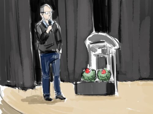 Croquis président intervenant sur scène