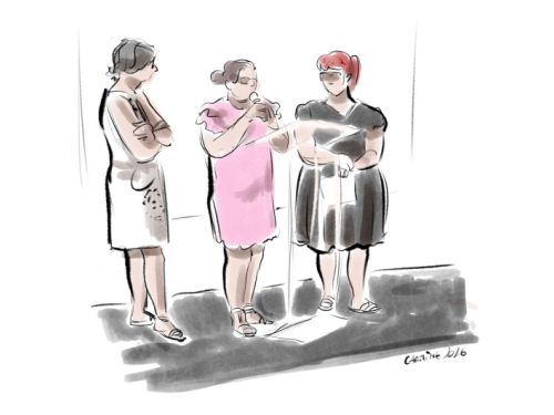 Croquis intervenantes sur scène conférence